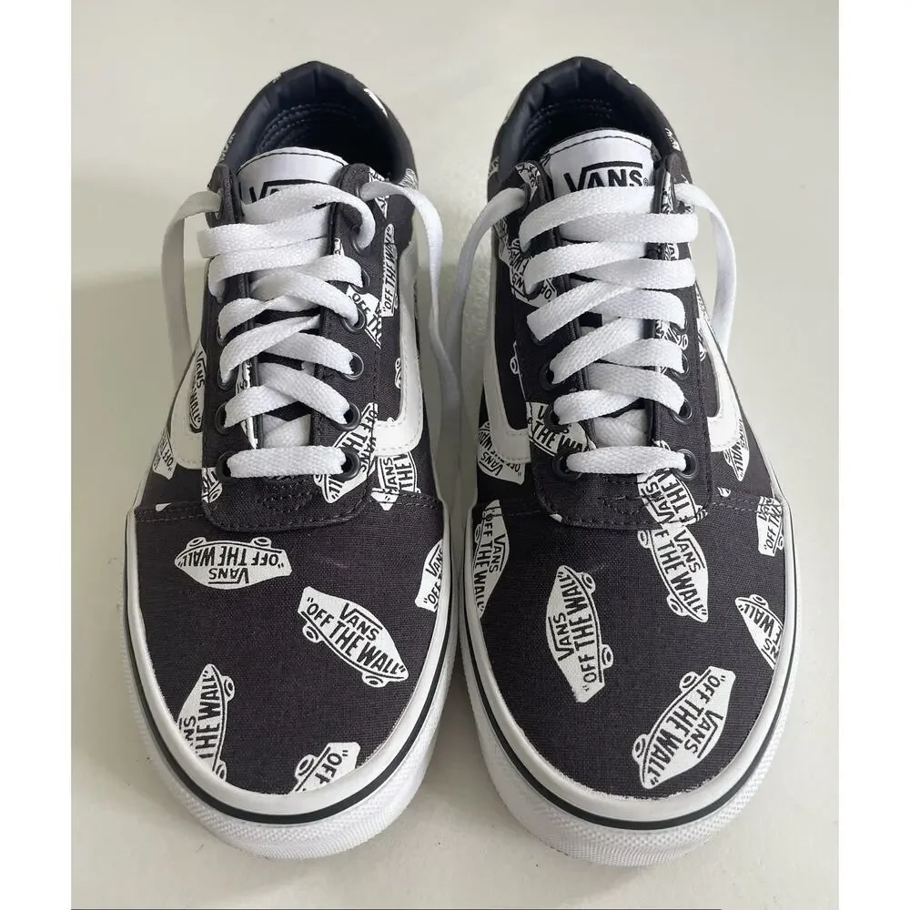 VANS EUC Off The Wall Ward Logo Shoes Mens Sz 8.5 Gray 500714 Canvas Skate Rare